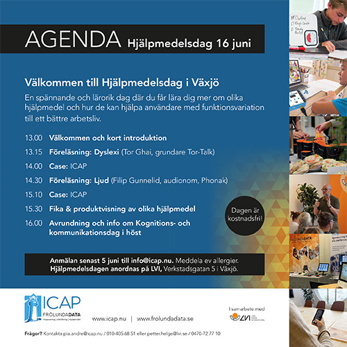 Program hjälpmedelsdag i Växjö 16 Juni