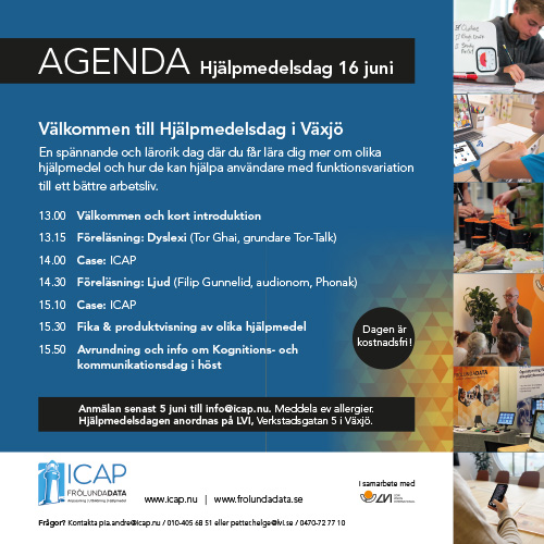 Program hjälpmedelsdag i Växjö 16 Juni